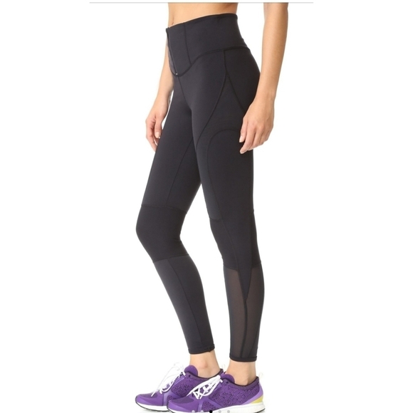 FREE PEOPLE Cool Rider Black Ponte Legging Pant HighRise Mesh Panel Women Medium - Picture 1 of 16